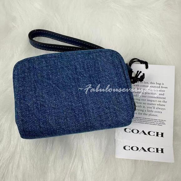 Coach Pouch Wristlet In Denim/Silver/Indigo CAP97 NWT - Picture 4 of 8